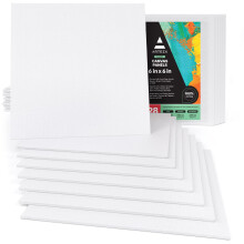 Placas de lona ARTEZA para pintura, pacote de 6 x 6 polegadas com 28 painis de tela pequenos brancos em branco para pintura a leo acrlico e guache