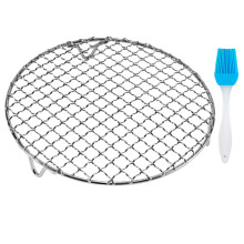 Fivebop Rack de resfriamento redondo de ao inoxidvel com arame cruzado para grelha de churrasco com 3 pernas para cozinhar (11 polegadas)