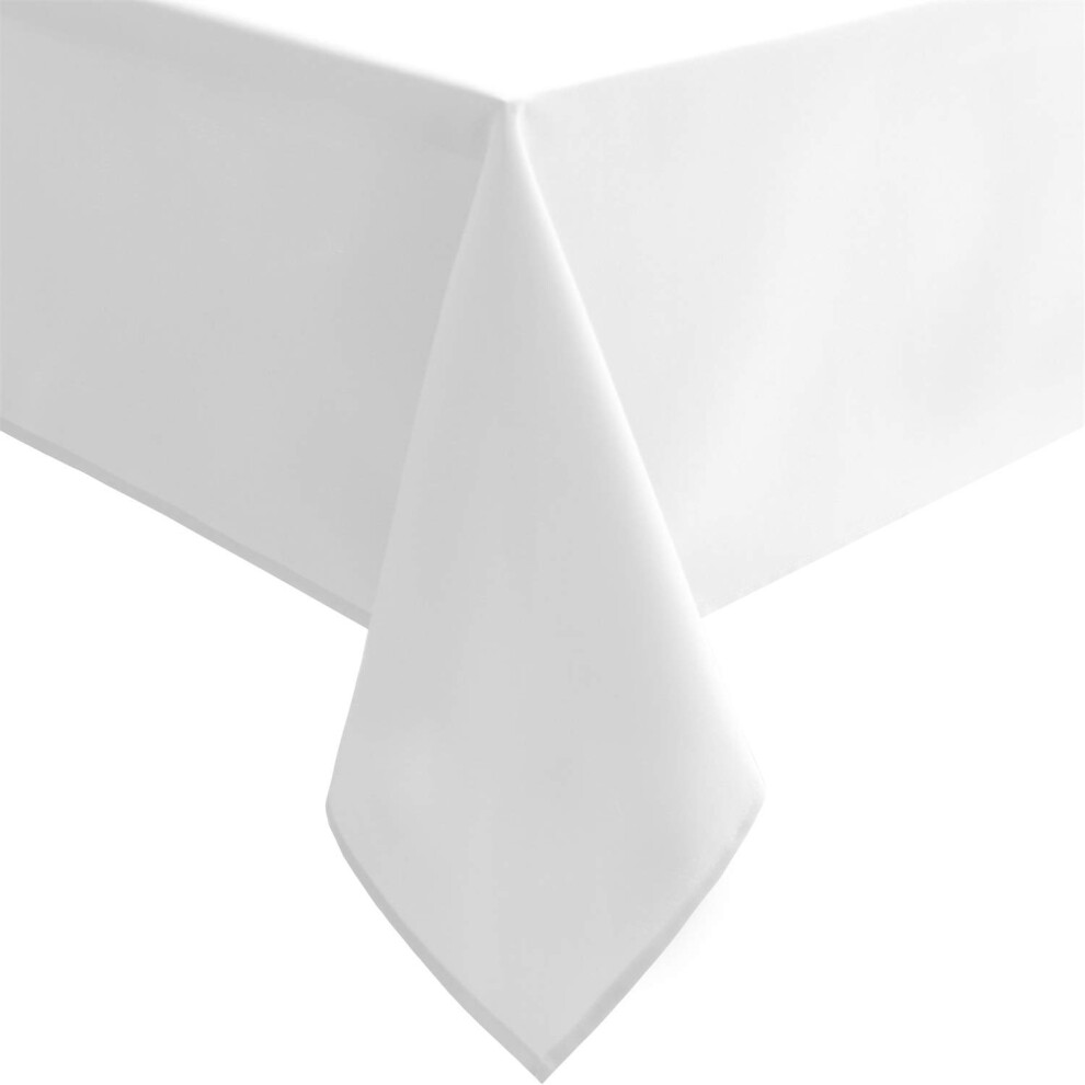 Nappe carr  e blanche Hiasan     Nappe en polyester lavable, imperm  able et anti-  claboussures, pour salle    manger, 137 x 137 cm