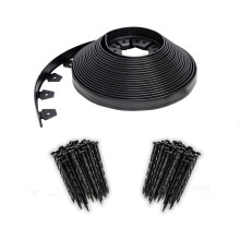 EasyFlex No-Dig Κάγκελο Κήπου με ΔΩΡΕΑΝ Σφήνες, 1.5 in. Ύψος, 100 Πόδια, Μαύρο