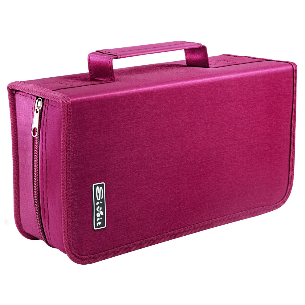 Siveit DVD Case  128 Capacity CD/DVD Case Wallet Binder Storage Holder Booklet for Car Home Office and Travel (White Binder  Rose)-image-OPC-PFT5WBQ-NEW