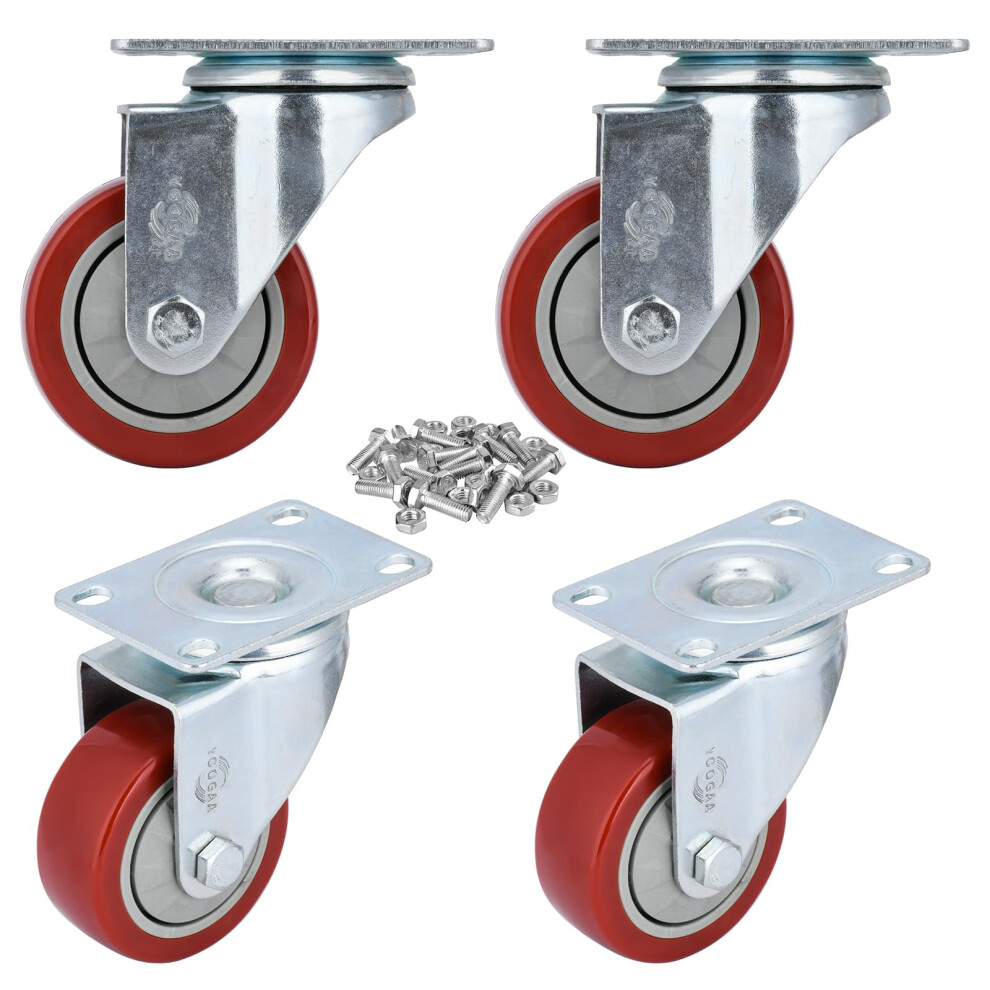 3 Inch Heavy Duty Casters Capacity 1000Lbs Bearing Caster Wheels Without Brake Swivel Casters For Furniture And Workbench Set Of 4 738630276792