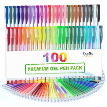 Lineon 100-pack gelpennenset 50 kleuren gelpennen met 50 vullingen Gelpenset voor volwassen kleurboeken Tekenen Doodling Art Markers
