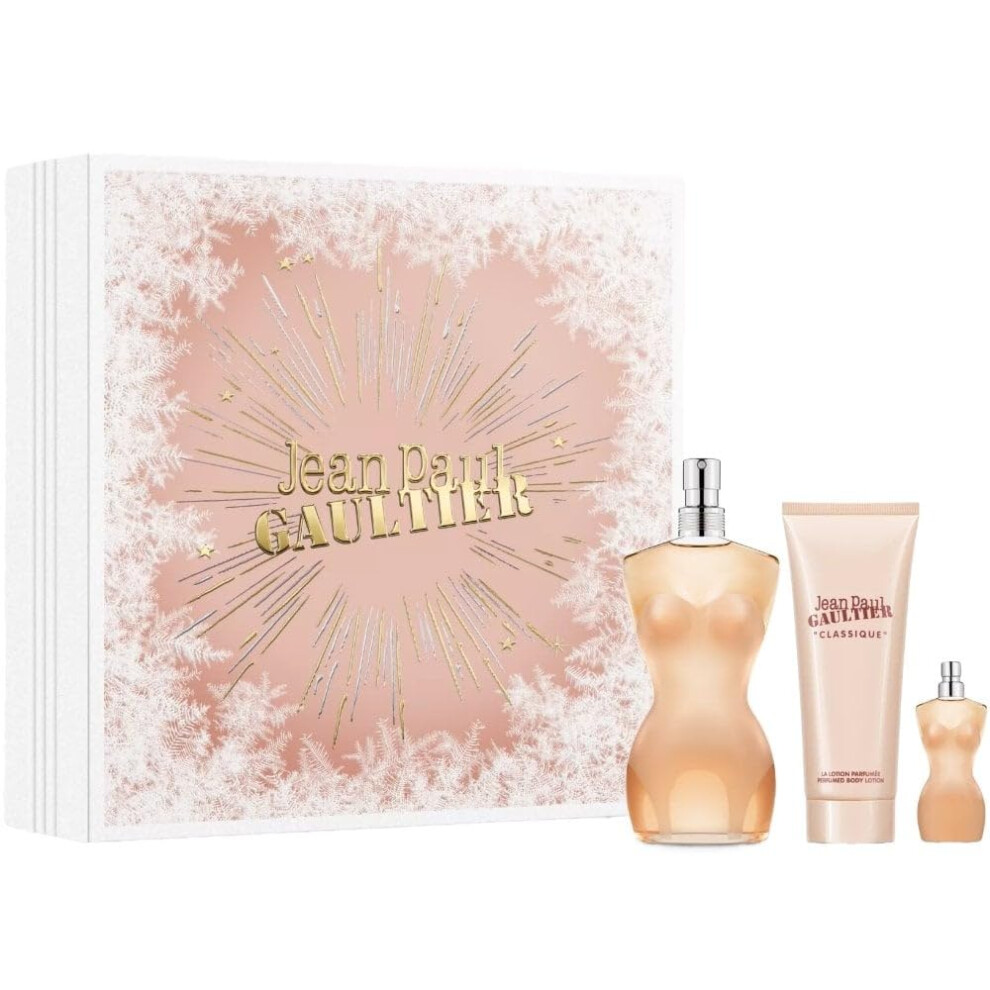Jean Paul Gaultier Classique Eau de Toilette 3-pcs Gift Set (Eau de Toilette 3.4 Fl Oz + Body Lotion 2.5 Fl Oz +EDT Mini 0.2 Fl Oz)
