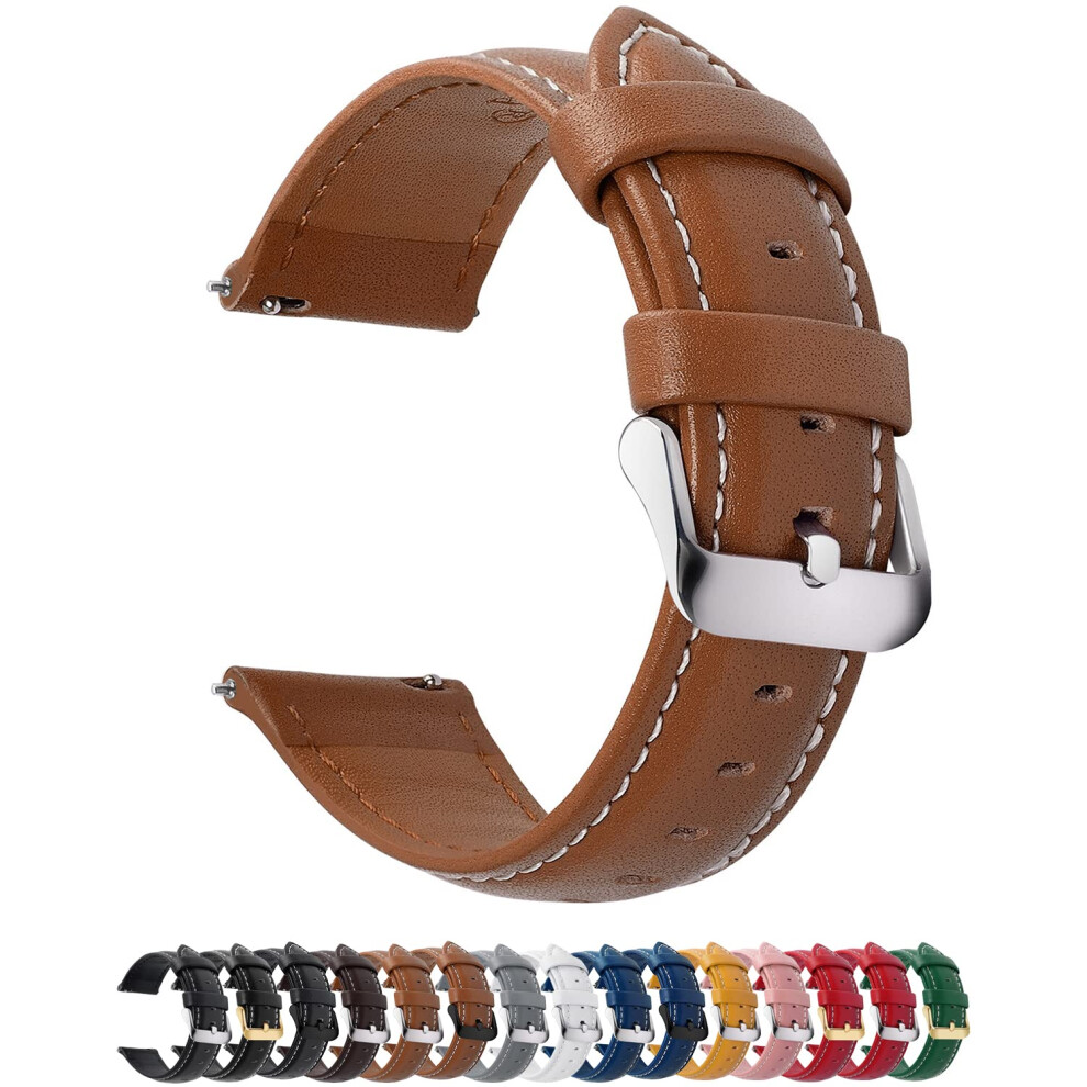 Bracelets de montre en cuir Fullmosa 18 mm compatibles avec Garmin Vivoactive 4S/Vivomove 3S/Active S/Venu 2S/Move 3S et Huawei Watch 1st, marron