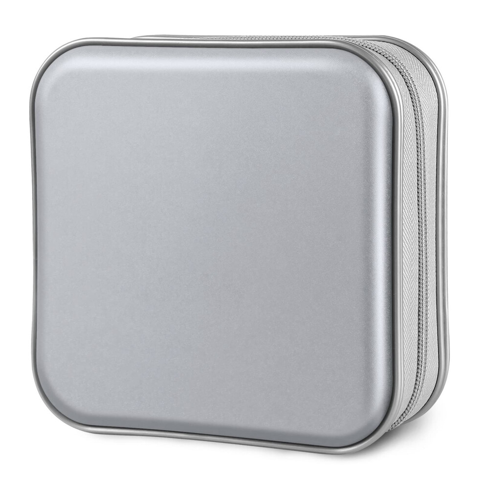 Siveit CD Case  40 Capacity CD/DVD Case Holders Wallet Hard Plastic DVD Disc Cases Storage Binder for Car Home Office Travel (Grey)-image-OPC-PFRRDKJ-NEW