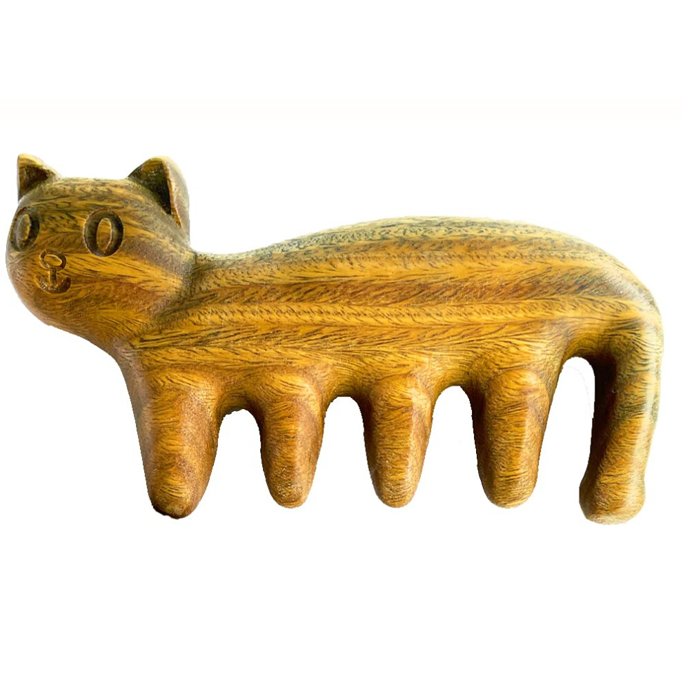 Peigne Cheveux En Bois Naturel Sitronugras Dents Larges, Massage Du Cuir Chevelu, Antistatique, En Bois De Santal Vert, Pour Hommes Et Femmes-image