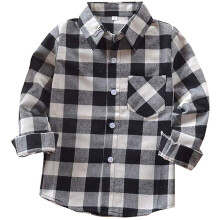 Barn Sm? pojkar Flickor Baby R?d Rutig Flanell L?ng?rmad Button Down Flanellskjorta Rutig Toppar Tjej Pojkkl?der (3-4T Svart Vit)
