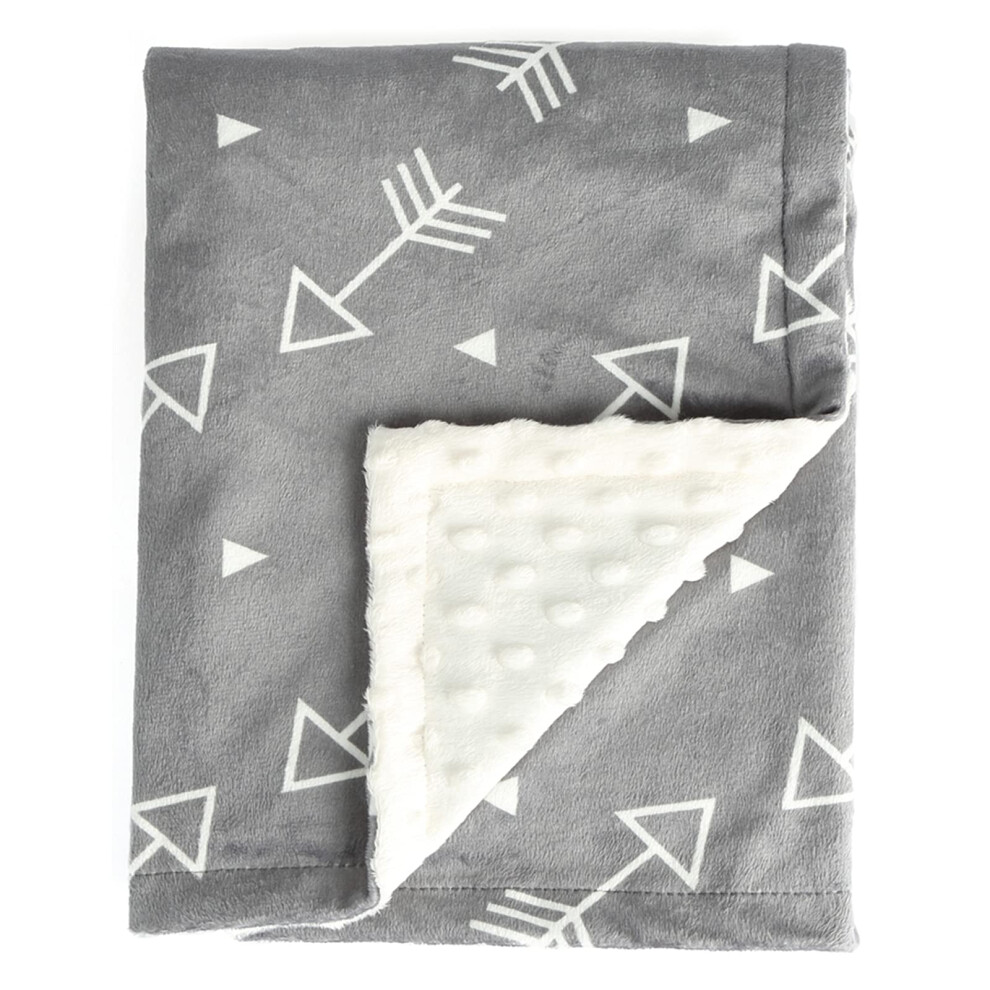 BORITAR Baby Blanket Super Soft Minky with Double Layer Dotted Backing Little Grey Arrows Printed 30 x 40 Inch Receiving Blankets