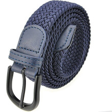 Mile High Life | Cinture elastiche intrecciate intrecciate | Pin fibbia a cinghia nera solida ovale | PU PU END TIP TIP MEN/DONNE/Junior (Navy Small