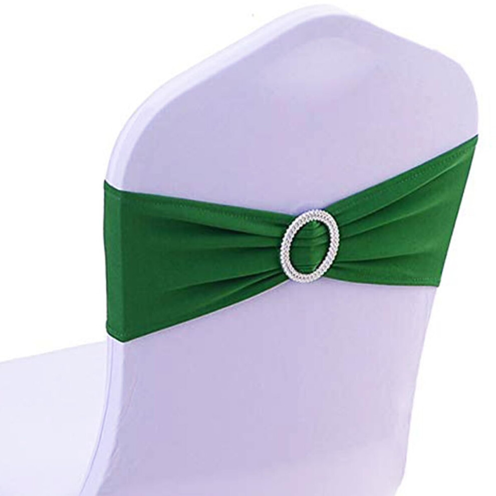 Sinssowl Lot De 100 Ceintures De Chaise En Lasthanne Vert Meraude Avec Boucle Et N Uds Pour D Coration De Mariage, 25 Couleurs (Vert Fonc )-image