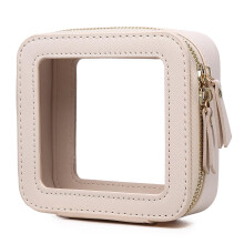 Pinkmik Clear Mini Makeup Bag Transparent Travel Cosmetic Makeup Case & Toiletry Bag for Women Small Makeup Pouch (C/Beige-2 MINI)