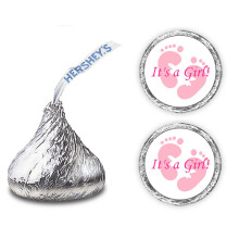 324 Its a Girl Pink Footprints Kisses Etiketter til Baby Shower eller Baby Sprinkle Fest- eller begivenhedsdekorationer Klisterm?rker Wrappers Fa