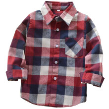 Barn Sm? pojkar Flickor Baby R?d Rutig Flanell L?ng?rmad Button Down Flanell Skjorta Rutig Toppar Tjej Pojkkl?der (4-5T R?d & Gr?)