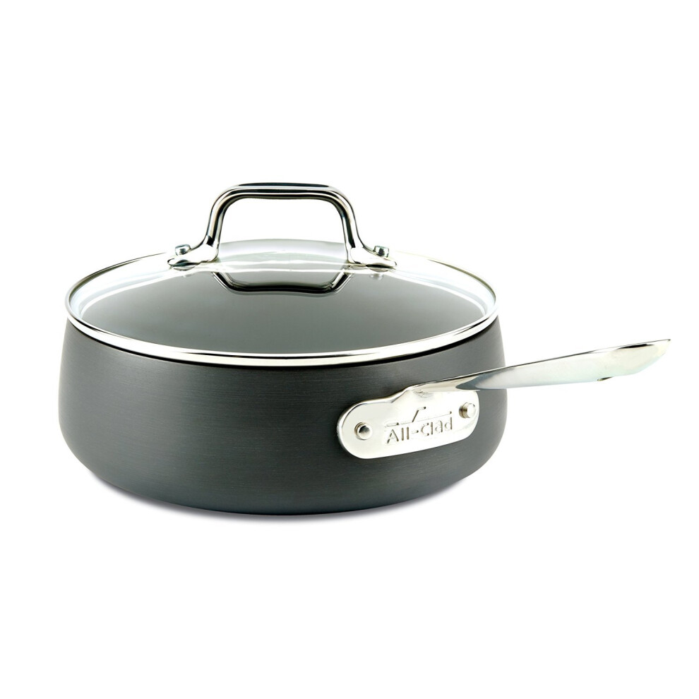 All-Clad HA1 Hard Anodized Nonstick SaucePan 2.5 Quart Induction Oven Broiler Safe 500F Lid Safe 350F Pots and Pans Cookware Black