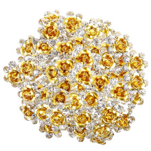 BETITETO 40 stuks U-vormige bloemen haarspelden met strass steentjes, kristal haaraccessoires voor bruidsmeisjes, bruiloftsfeest, Sweet Sixteen (geel)