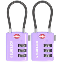 Sure Lock TSA -kompatible rejsebagage l?se inspektionsindikator Easy Read Dials TSA godkendt med zinklegering (2 lilla 2 pakke)