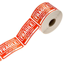 Fragile Labels / 500 Handle with Care Shipping Warning Notice Stickers / 2"""" x 3"""" Caution Do Not Drop Packing Labels/Made in The USA