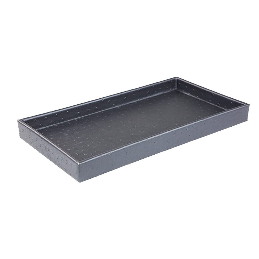 Plateau de rangement rectangulaire d  coratif et polyvalent en cuir Home Basics pour commode, coiffeuse, salle de bain et chambre    coucher, gris