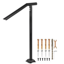 Corrimano per scale Happybuy da 3 piedi, in ferro, per montaggio a pavimento, robusto corrimano ad arco nero per gradini interni ed esterni, adat