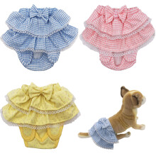 FUNNYDOGCLOTHES Saia para Cachorro Fralda Feminina Cala Sanitria Vestido Babados Algodo Pequeno Gato de Estimao (Mdio: Cintura 8"""" - 10"""" P
