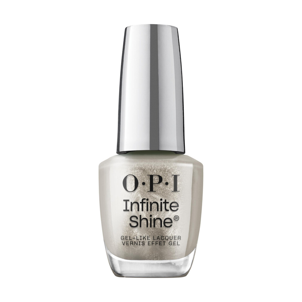 OPI Infinite Shine Work From Chrome | Opaque Bright Silver Metallic Long Wear Gel Like Nail Polish | Vegan  Long Lasting  Streak Free