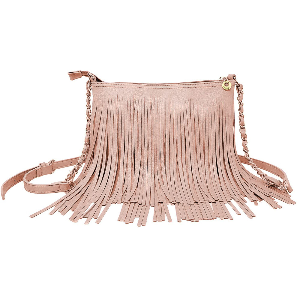 Sac Bandouli Re Franges Solene Avec Bandouli Re Et Pompon, Style Country Western, Pour Femme - E031 (Rose)-image
