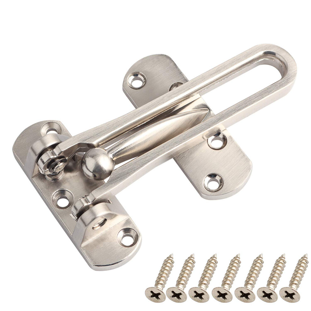 Saisn Silver Door Reinforcement Lock Latch Swing Bar Lock For Home Security Front Door Locks For Kids Thicken Solid Aluminium Alloy (Silver)