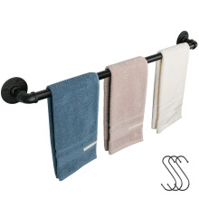 Jeasor Industrial Pipe Towel Rack Towel Bar Heavy Duty Wall Mounted Rustic Farmhouse Bath Towel Holder for Bathroom (Black 42 inch)