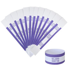 Correias de moeda Wrappers de notas Faixas de dinheiro para organizar notas Cores padro ABA autoadesivas 7,5 x 1,15 polegadas ($ 2.000-Pruple-10