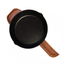 Trumoter Genuine Leather Cast Iron Pot Handle Cover Assist Pan Holder Double Layered Heat Resistant Potholder for Cast Iron Skillets