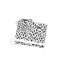 Aiyo Nice Women Slim RFID Card Case Holder Wristlet Zip ID Case Wallet Small Leather Wallet Coin Purse with Keychain (z-fashion spots)
