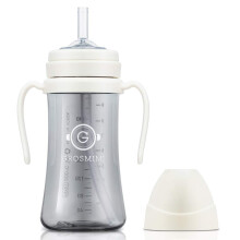 GROSMIMI Spill Proof no Spill Magic Sippy Cup with Straw with Handle for Baby and Toddlers Customizable PPSU BPA Free 10 oz (White)