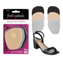 Foot Petals Ball of Foot Cushions Metatarsal Pad Lasting Comfort Relief Prevent Toe Sliding Overhang Women's Heels 3 pair Combo
