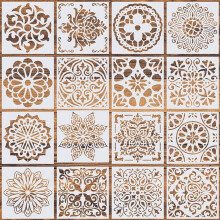 16 St   ck (6 x 6 Zoll) wiederverwendbare Schablonen, Mandala-Schablonen, Mandala-Punkt-Malvorlagen, Schablone zum Malen, Kunst, Scrapbook (wei    -