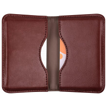 Wisdompro Business Card Holder 2-Sided PU Leather Folio Pocket Slim Name Card Wallet Case with Magnetic Shut for Men and Women - Brown