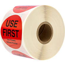 Adesivi rotondi da 2"""" ""Usa prima"" / 500 etichette rosse rimovibili circolari / Adesivo trilingue per piccole imprese / Etichetta ""Usa prima"" da