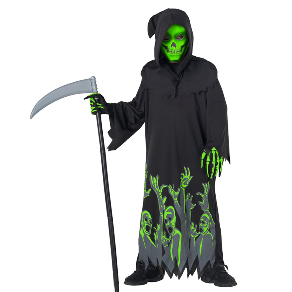 Photos - Fancy Dress Morph - Glow In The Dark Grim Reaper Costume Kids Halloween Costume for Boys Scary Phantom Costume Boys Grim Reaper Costume