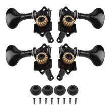 Jadpes 4 Strings Musical Instrument Tuning Pegs Machine Heads Dele til 4 Strings Hawaii Guitar Peg Shaft Ukulele Button Twists (sort)