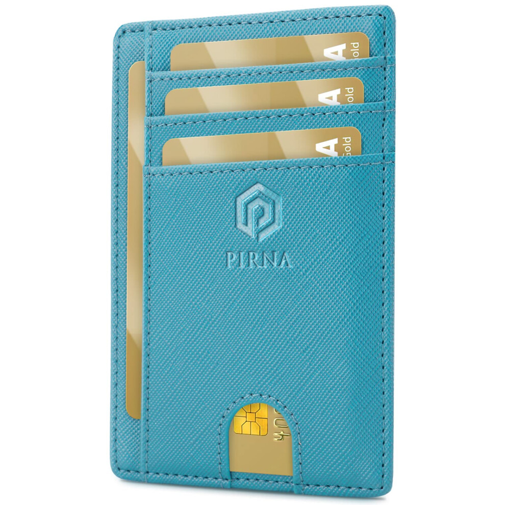 Slim Wallet for Men RFID Blocking Minimalist credit card Holder - Thin Mens Wallets for Back & Front Pocket with gift Box (Blue Ocean)