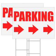 AUYKTE 2er-Pack Parkschilder mit Metall-H-Pfahl mit Rechtsrichtungspfeilen, 40,6 x 30,5 cm, Wellkunststoff, wasserdicht, f   r den Au   enbereich