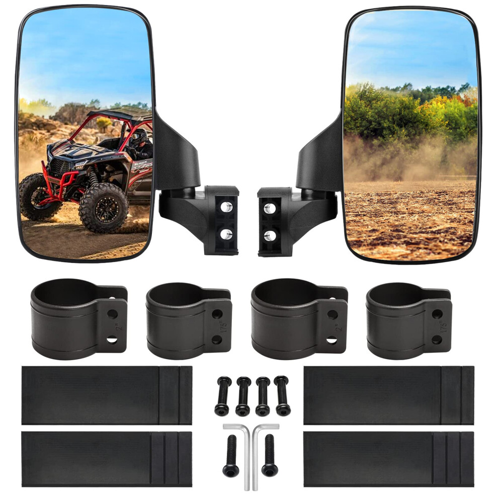 Betooll Upgraded Adjustable Pair Utv Side Mirror Set 1.75 Or 2Inch Roll Bar Cage Universal Utv Side View Mirrors High Impact(Pack Of 2) 653461695126