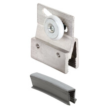 Prime-Line M 6145 aluminium frameloze douchedeur met bovenbeugel, rolmontage 3/4 inch. Rond plastic wiel, geschikt voor 3/16 inch. Glas (2 stuks)