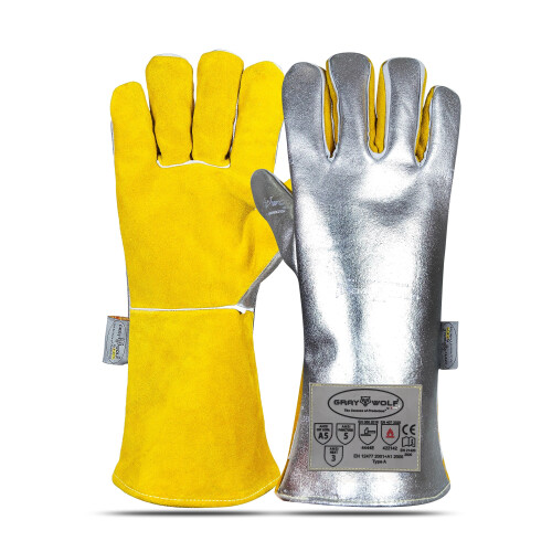 SpecxArmor Graywolf Kevlar Aluminized Hittebestendige Las Handschoenen/Groot/1472F