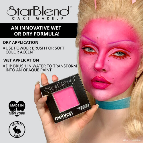 Mehron Makeup StarBlend Cake Makeup | Στεγνό/Υγρό Πινέλο | Πουδρα Θεμελίωσης | Μωβ Χρώμα 2 oz (56g) 1