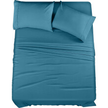 Utopia Bedding King Bed Sheets Set - 4 Piece Bedding - Brushed Microfiber - Shrinkage and Fade Resistant - Easy Care (King Denim Blue)