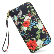 Loveshe Women Women Portofel rfid Blocarea po?etei Card de credit Ambreiaj Zip n jurul ambreiajului telefonului mare po?eta de calatorie BOHEMIA