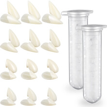 Zhanmai 12 paia di denti da vampiro per costume, 4 taglie, denti finti con 2 dentiere per feste di cosplay, accessori per feste di Halloween, bom