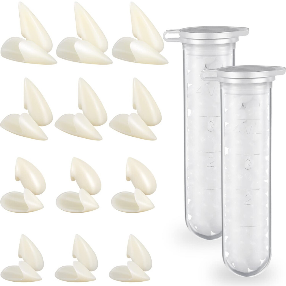 12 Paia Costume Da Denti Da Vampiro 4 Formati Denti Falsi Delle Zanne Con 2 Pellet Di Denti Per Bomboniere Per Feste Cosplay Halloween Fang Favori-image