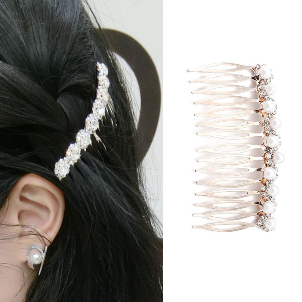 Jonky Braut-Haarkamm Mit Strasssteinen, Seitlich, Ros Gold, Dekorative Haark Mme, Kristall-Haarteile, Braut, Abschlussball, Haar-Accessoires F R-image